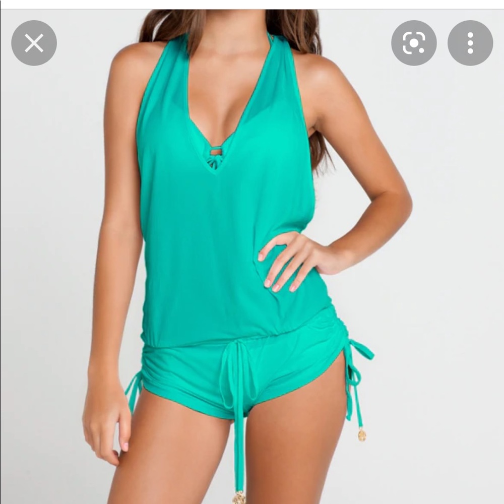 NWT Luli fama t-back cover-up romper Sz M